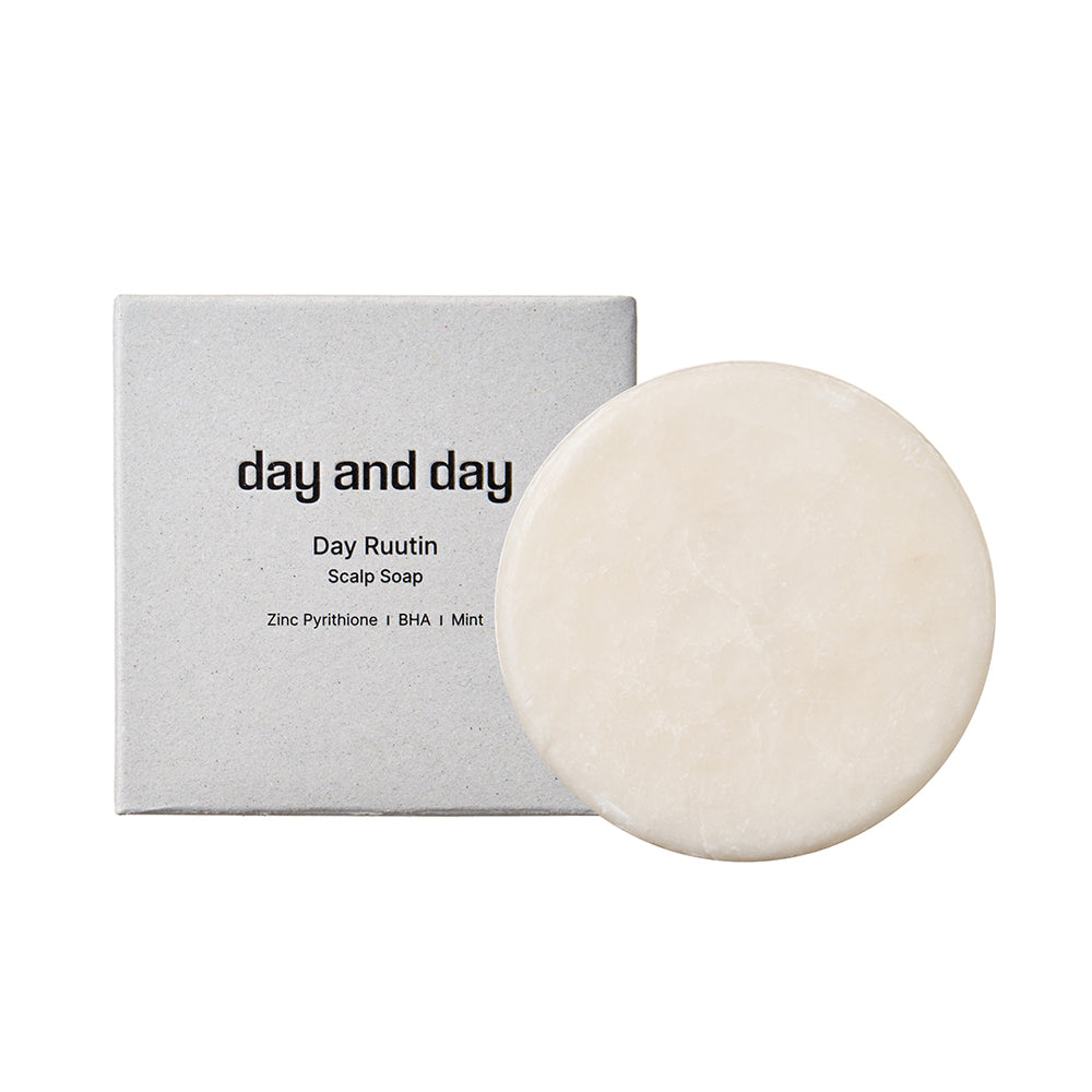데이루틴 스칼프솝 쿨, 비듬 샴푸바, 회색 종이 포장, Day Ruutin Scalp Soal Cool, anti-dandruff shampoo bar, gray paper box package