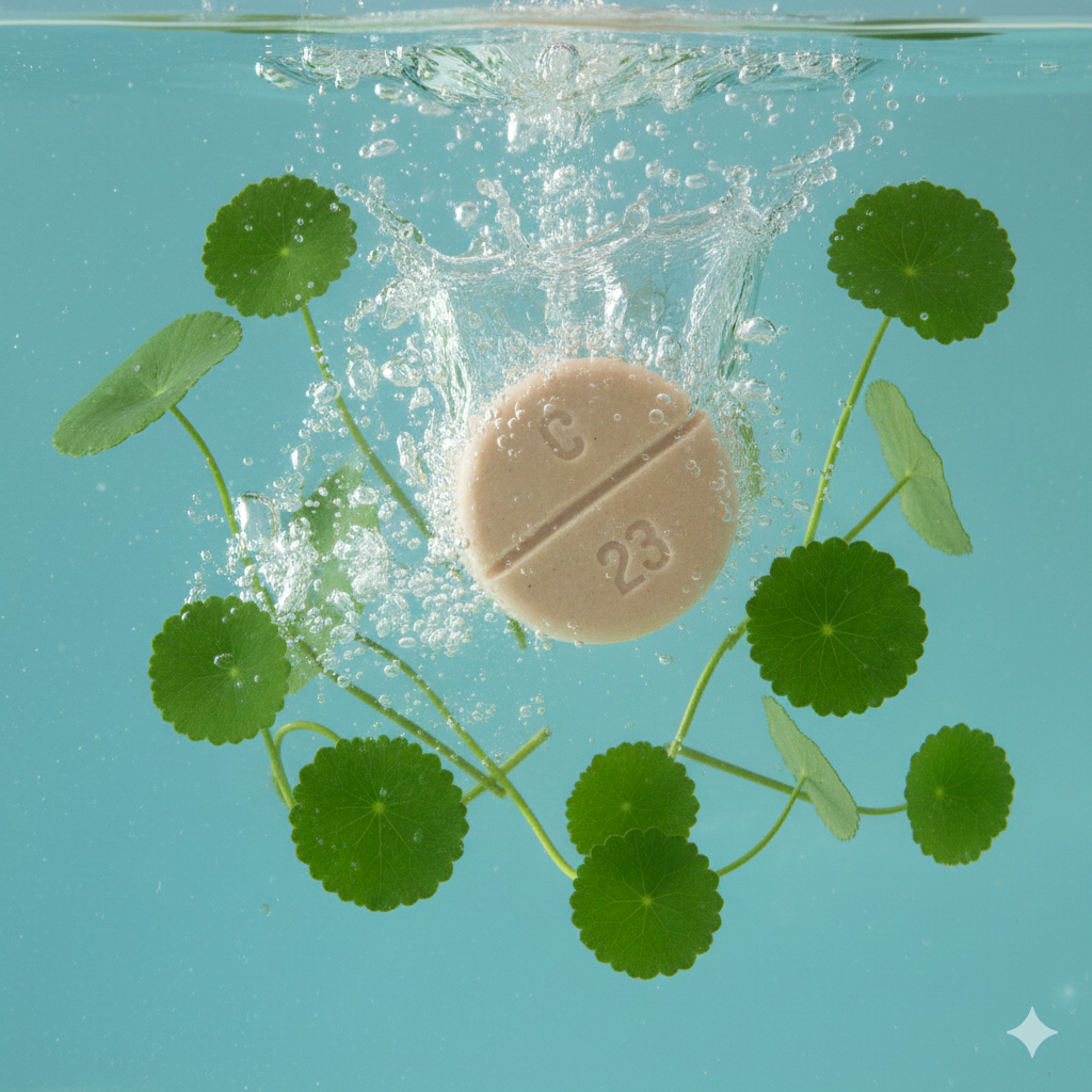centella asiatica in water with facial soap