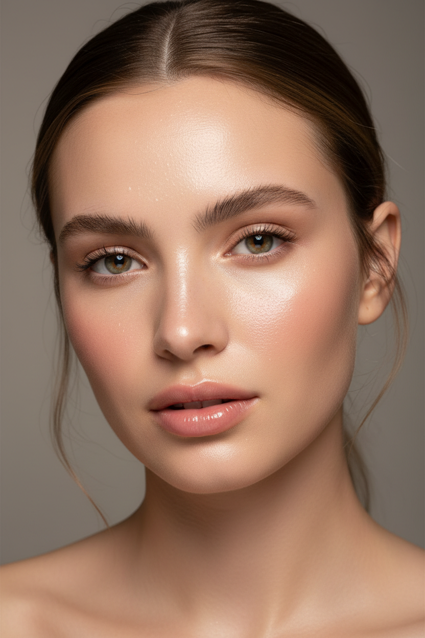 a girl with glowy skin